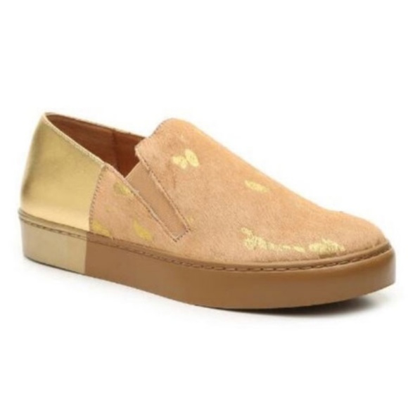 Free People Shoes - Free People Gold Varsity Slip On Sneakers NWOB